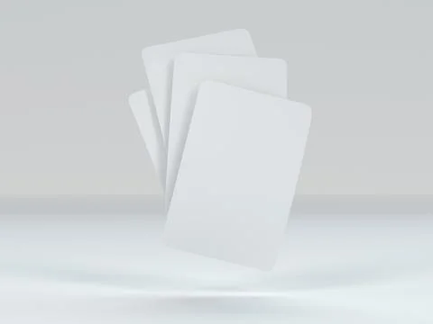 Playing cards mockup deck of playing cards isolated in white table 3D rendering Stockillustratie