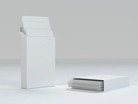 Playing cards mockup deck of playing cards isolated in white table 3D rendering Stock Illustration