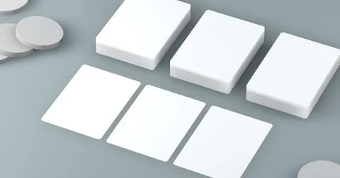 Playing cards mockup, deck of playing cards on grey background. 3D rendering 库存插图