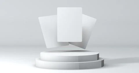 Playing cards mockup, deck of playing cards on round podium. 3D rendering Illustrazione stock