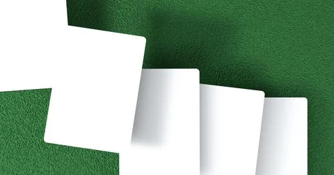 Playing cards mockup, deck of playing cards on green casino carpet. 3D rendering Illustrazione stock