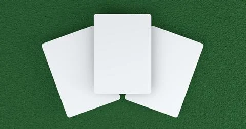 Playing cards mockup, deck of playing cards on green casino carpet. 3D rendering Stock Illustration