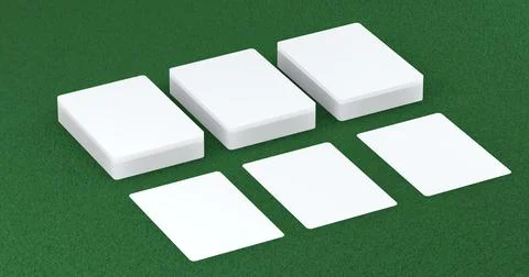 Playing cards mockup, deck of playing cards on green casino carpet. 3D rendering Stock Illustration