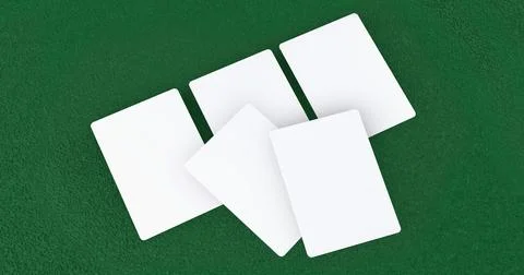 Playing cards mockup, deck of playing cards on green casino carpet. 3D rendering Illustrazione stock