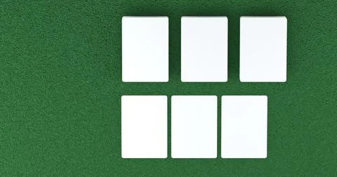 Playing cards mockup, deck of playing cards on green casino carpet. 3D rendering Illustrazione stock