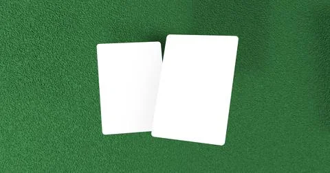 Playing cards mockup, deck of playing cards on green casino carpet. 3D rendering Stock Illustration