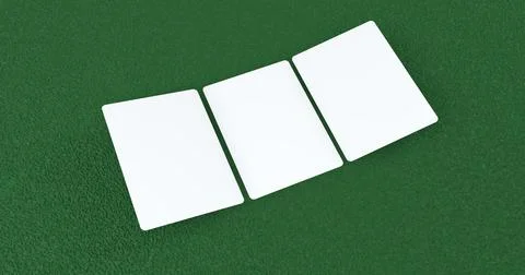 Playing cards mockup, deck of playing cards on green casino carpet. 3D rendering Stock Illustration