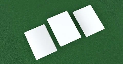 Playing cards mockup, deck of playing cards on green casino carpet. 3D rendering Illustrazione stock