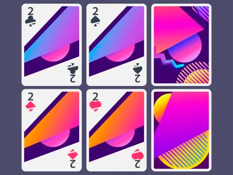 Playing cards in modern style. Gradient shapes, geometric objects. The revers Stockillustratie