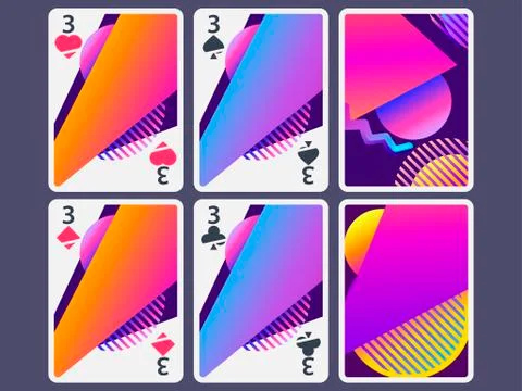 Playing cards in modern style. Gradient shapes, geometric objects. The revers Stock Illustration