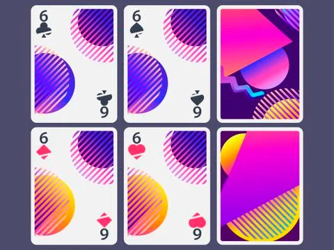 Playing cards in modern style. Gradient shapes, geometric objects. The revers Stockillustratie