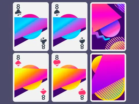 Playing cards in modern style. Gradient shapes, geometric objects. The revers Stock Illustration