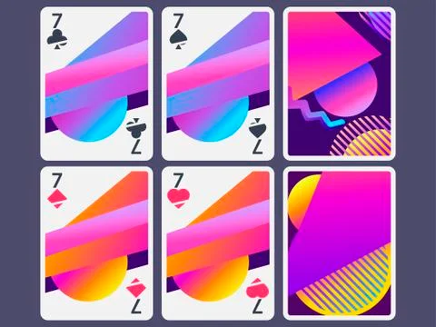 Playing cards in modern style. Gradient shapes, geometric objects. The revers Stock Illustration