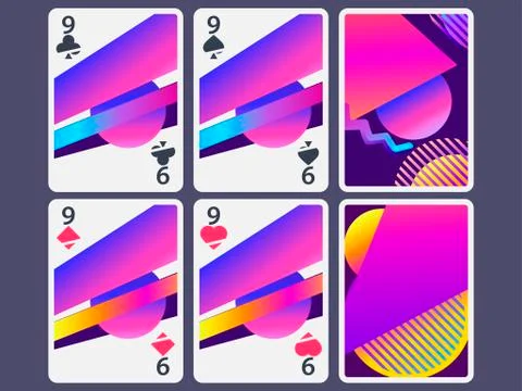 Playing cards in modern style. Gradient shapes, geometric objects. The revers Stock Illustration
