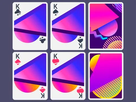 Playing cards in modern style. Gradient shapes, geometric objects. The revers Stock Illustration