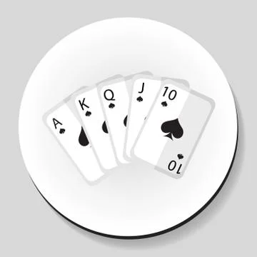 Playing cards pocker royal flash combination sticker icon flat style. Vecto.. Stock Illustration