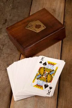 Playing cards in a presentation box Stock Photos