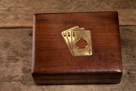 Playing cards in a presentation box Stock Photos