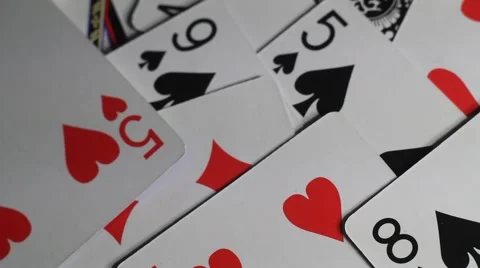 Playing cards in a rotating pile Stock Footage 47456433