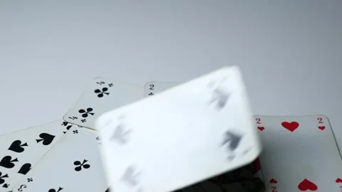 Playing cards scattered on the table Stock Footage 249806005