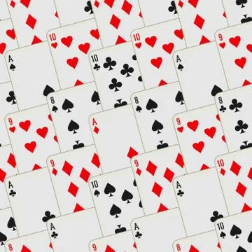 Playing cards seamless pattern. Card deck repeated background. Stock Illustration