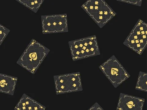 Playing cards seamless pattern. Original design black with gold color. Casino Stock-Illustration