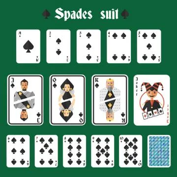 Playing cards spades set Illustrazione stock