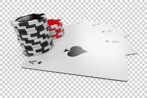 Playing cards with stack of red and black gambling chips Stockfoto's
