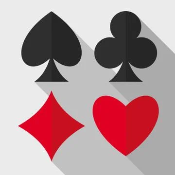 Playing cards suits flat icons Stock Illustration