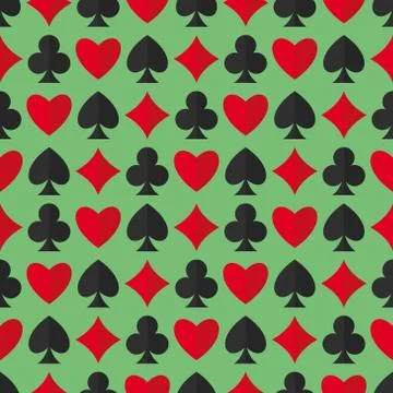 Playing cards suits seamless pattern Stock Illustration