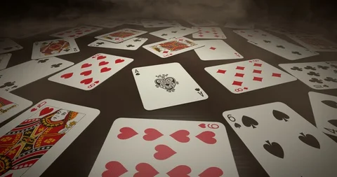 Playing cards on the table in cigarette smoke Stock Footage 129775668
