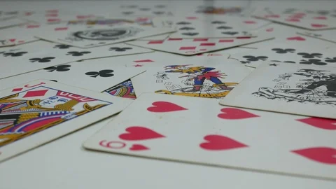 Playing cards on the table Stock Footage 87415826