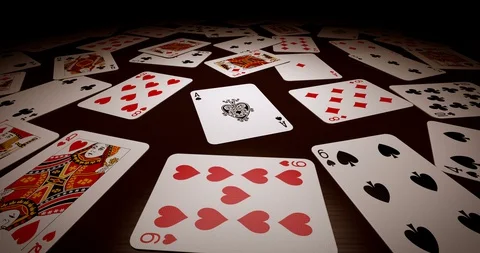 Playing cards on the table looping 3D animation Stock Footage 129776055