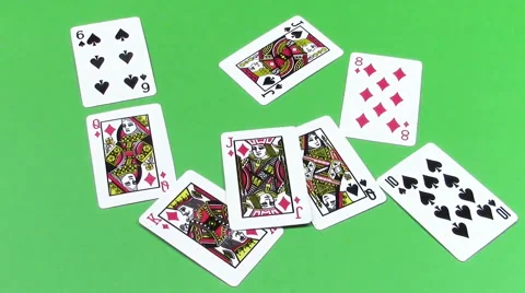 Playing cards thrown Stock Footage 52679669