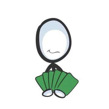 Playing cards. Vector simple poker player. Card game gamble. Stickman no face Stock Illustration
