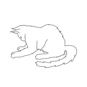 Playing cat. Line art Stock Illustration