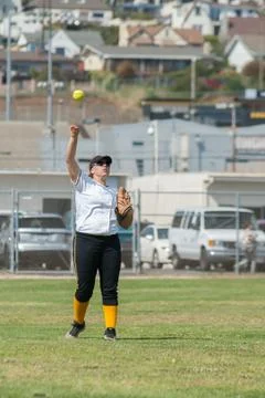 Playing catch with a softball Stock Photos