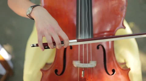 Playing cello, close up Stock Footage 40634637