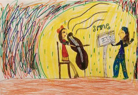 Playing a Cello Stock Illustration