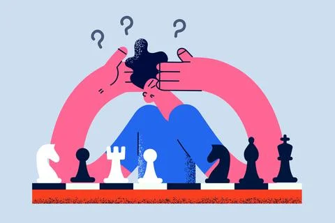 Playing chess and brain activity concept Stock Illustration