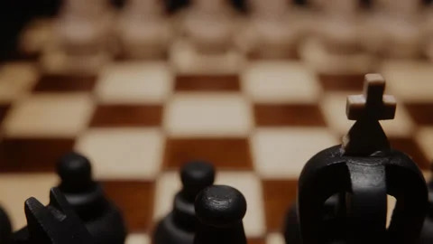 Playing chess, battle ready to begin. Challenge, intelectual puzzle. Stock Footage 148438850