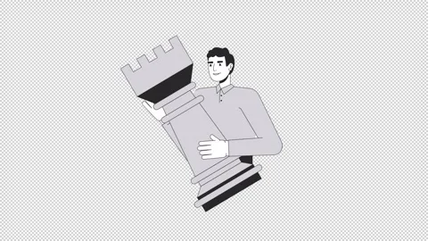 Playing chess benefits line 2D animation Stock Footage 307925537