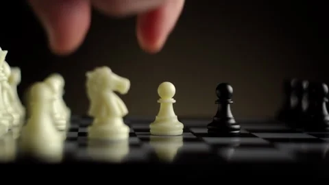 Playing chess with board rotating close-up Video stock 263223832