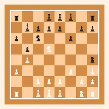 Playing Chess Game With Brown Chess Board. Chess Board Illustration. Stock Illustration