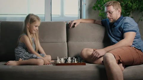 Playing chess at home Stock Footage 132024749