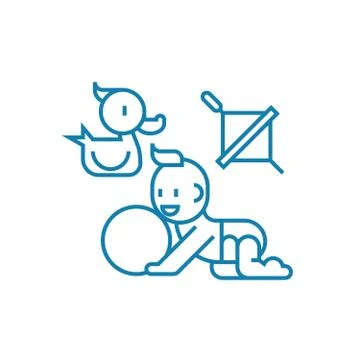 Playing with the child linear icon concept. Playing with the child line vector Stock Illustration