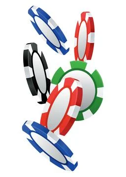 Playing chips. 3d chips in different positions. Chips for playing poker. Vector イラスト素材