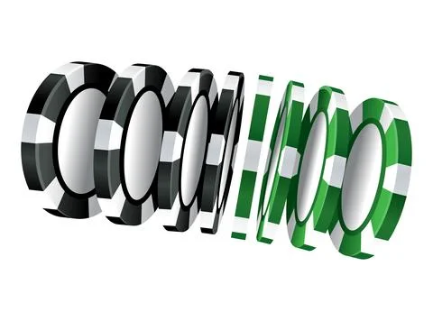 Playing chips. 3d chips in different positions. Chips for playing poker. Vector Illustrazione stock