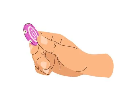 Playing chips in hands flat illustration. Poker game, roulette, blackjack. Pl Stock Illustration