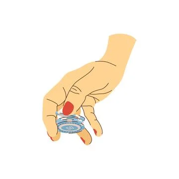 Playing chips in hands flat illustration. Trick with chips. Woman professio.. Stock Illustration